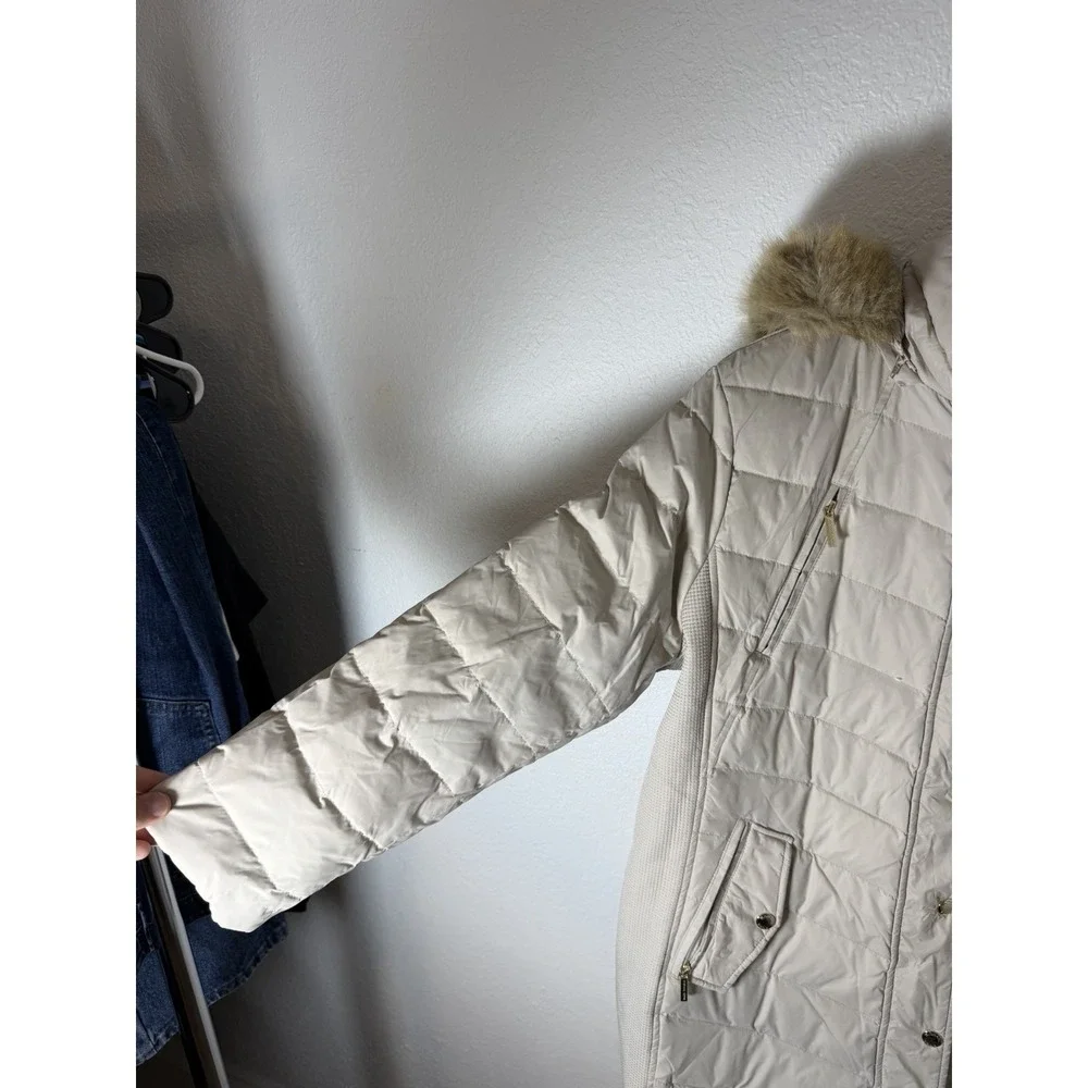 Michael Kors Women's Grey Faux Fur Hooded Puffer‎ Coat Sz Plus XL